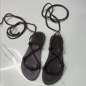 Mango Brown Lace Up Sandals